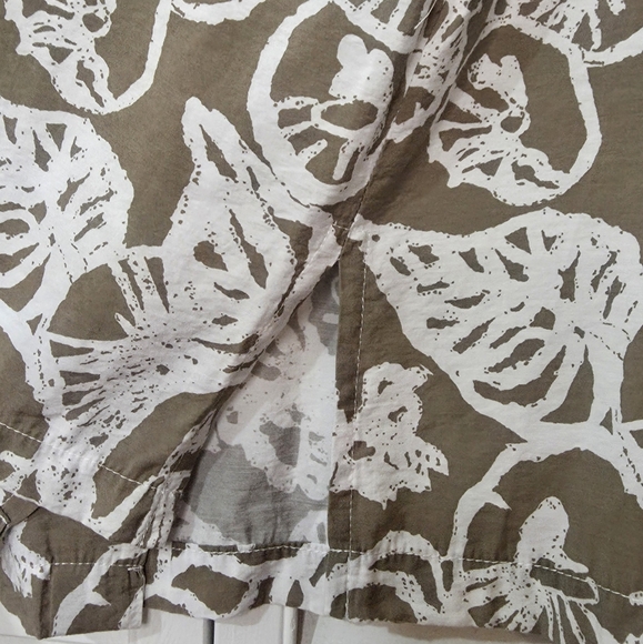 TILLEY Tan & White Button Down Neutral Shirt L Long Line Tunic - Picture 7 of 8